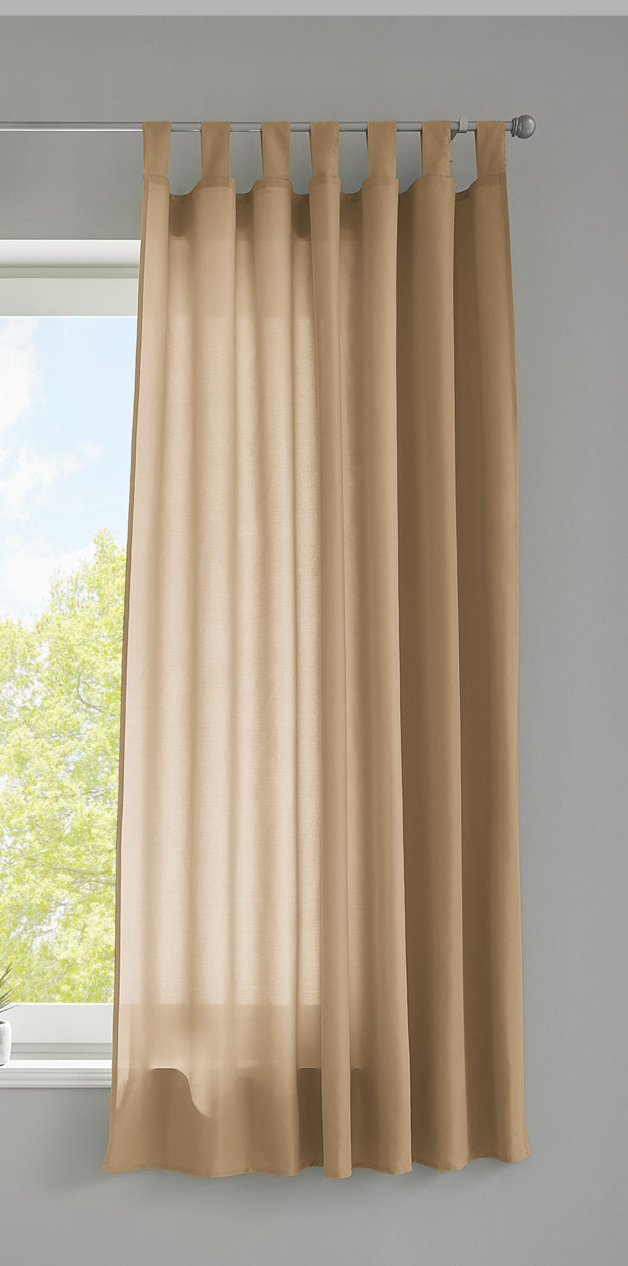 1er Set Vorhang Schal Schlaufen »Berlin« Microsatin Lichtdurchlässig Kräuselband Uni Matt 20400N Sand HxB 175x140 cm Gardinenschal 20400Nsand-175_2 | girdainenbox.com