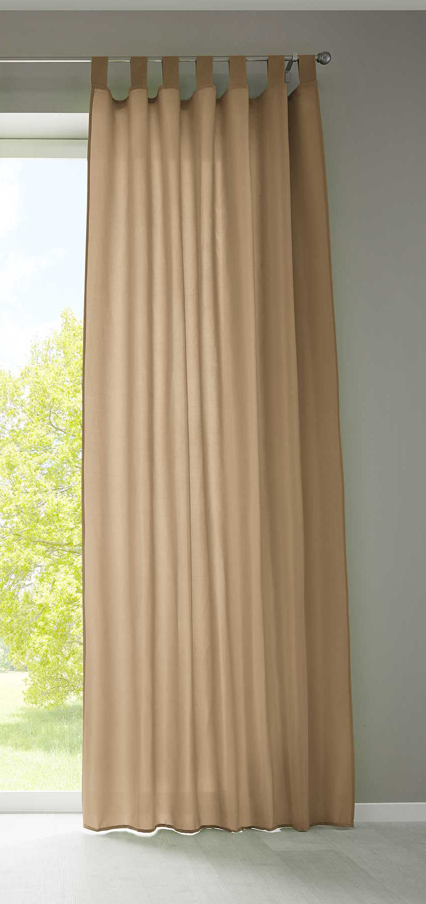 1er Set Vorhang Schal Schlaufen »Berlin« Microsatin Lichtdurchlässig Kräuselband Uni Matt 20400N Sand HxB 245x140 cm Gardinenschal 20400Nsand | girdainenbox.com
