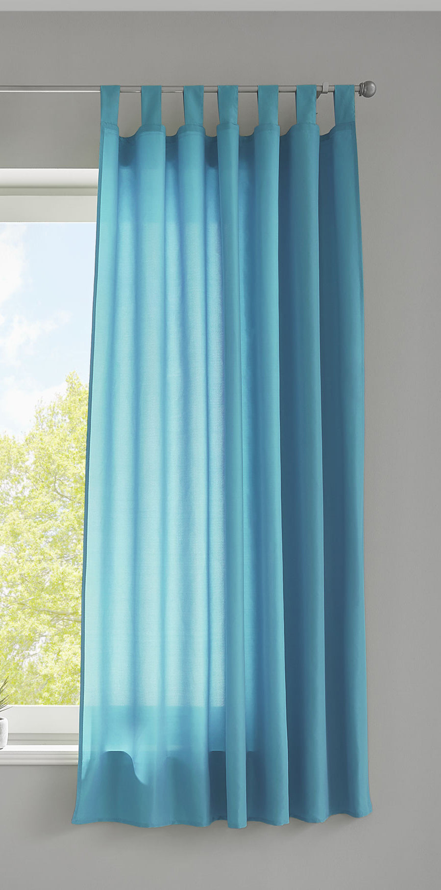 1er Set Vorhang Schal Schlaufen »Berlin« Microsatin Lichtdurchlässig Kräuselband Uni Matt 20400N Türkis HxB 175x140 cm Gardinenschal 20400Ntuerkis-175_2 | girdainenbox.com
