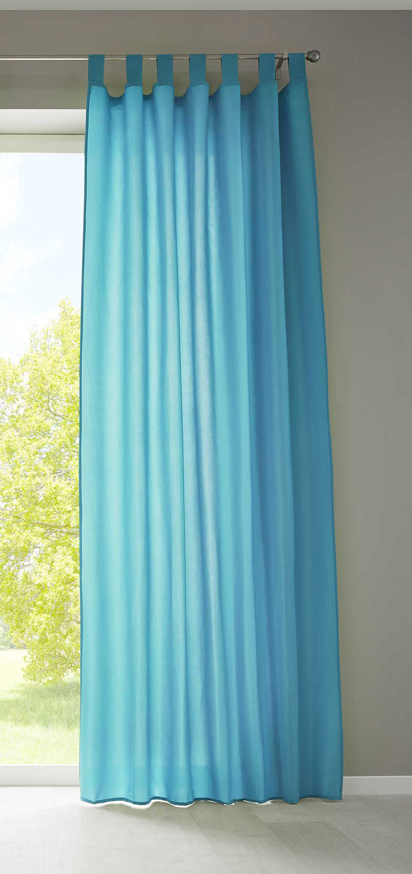 1er Set Vorhang Schal Schlaufen »Berlin« Microsatin Lichtdurchlässig Kräuselband Uni Matt 20400N Türkis HxB 245x140 cm Gardinenschal 20400Ntuerkis | girdainenbox.com