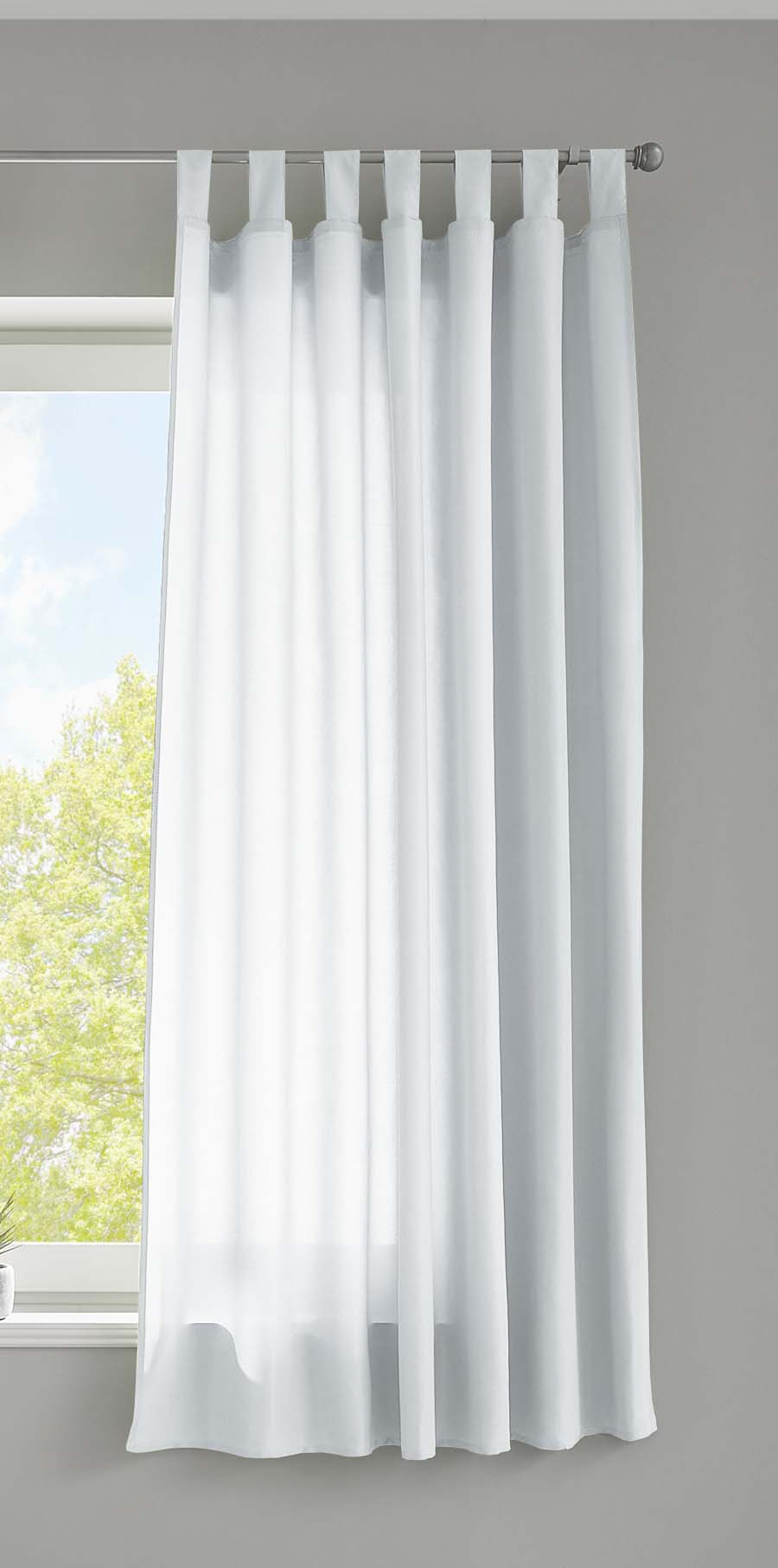 1er Set Vorhang Schal Schlaufen »Berlin« Microsatin Lichtdurchlässig Kräuselband Uni Matt 20400N Weiß HxB 175x140 cm Gardinenschal 20400Nweiss-175_2 | girdainenbox.com
