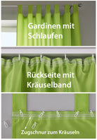 1er Set Vorhang Schal Schlaufen »Berlin« Microsatin Lichtdurchlässig Kräuselband Uni Matt 20400N Gardinenschal 20400_KOLLAGE_9 | girdainenbox.com