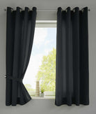 2er Set Vorhänge Schal Ösen »Berlin« Microsatin Lichtdurchlässig Uni Matt 20405N2 Schwarz HxB 175x140 cm Vorhang 20405N2schwarz-175_83b9b00f-d5cd-483a-8f26-9e923089e29d | girdainenbox.com