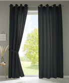 2er Set Vorhänge Schal Ösen »Berlin« Microsatin Lichtdurchlässig Uni Matt 20405N2 Schwarz HxB 245x140 cm Vorhang 20405N2schwarz_00b42012-fdde-4211-90fa-5c0ed4701676 | girdainenbox.com
