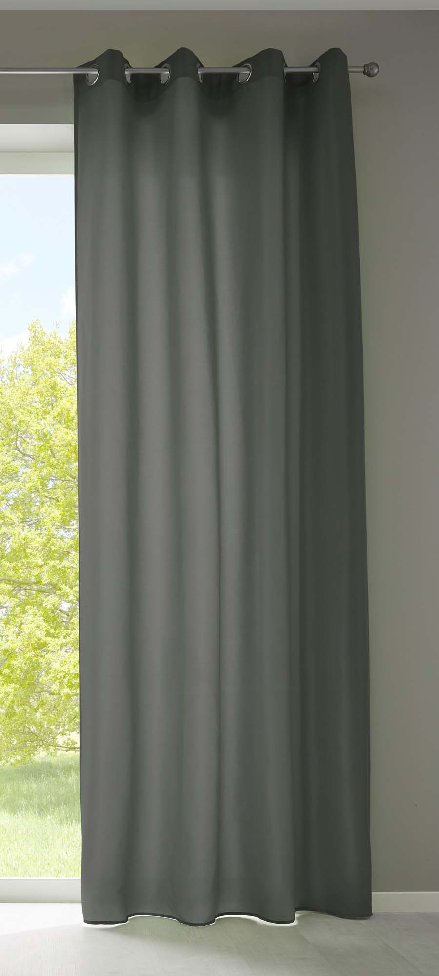 1er Set Vorhänge Schal Ösen »Berlin« Microsatin Lichtdurchlässig Uni Matt 20405N Dunkelgrau HxB 175x140 cm Vorhang 20405Ndunkelgrau_3d30c894-9636-4d36-9ebb-6f490b44bc18 | girdainenbox.com