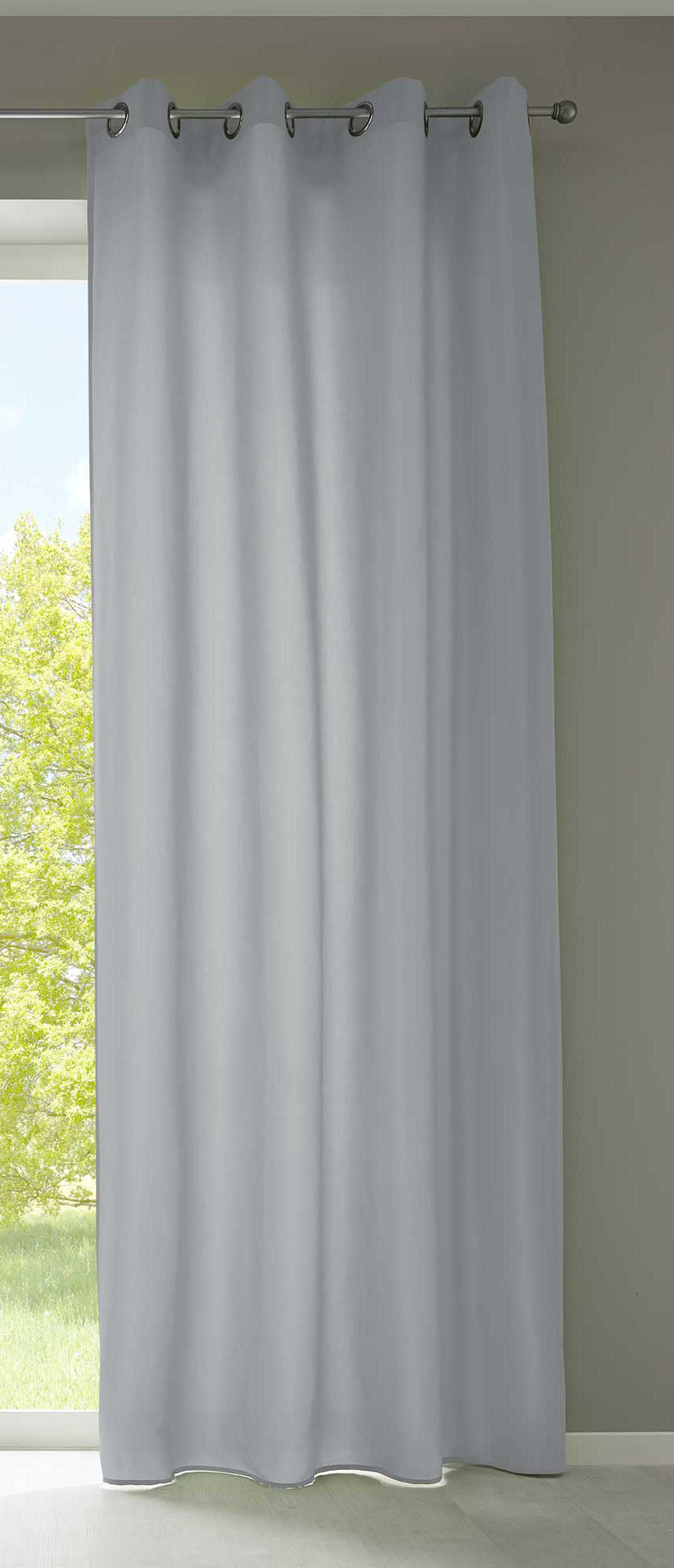 1er Set Vorhänge Schal Ösen »Berlin« Microsatin Lichtdurchlässig Uni Matt 20405N Grau HxB 225x140 cm Vorhang 20405Ngrau_53ce5700-5d75-4d9d-a402-aa86a32cb249 | girdainenbox.com