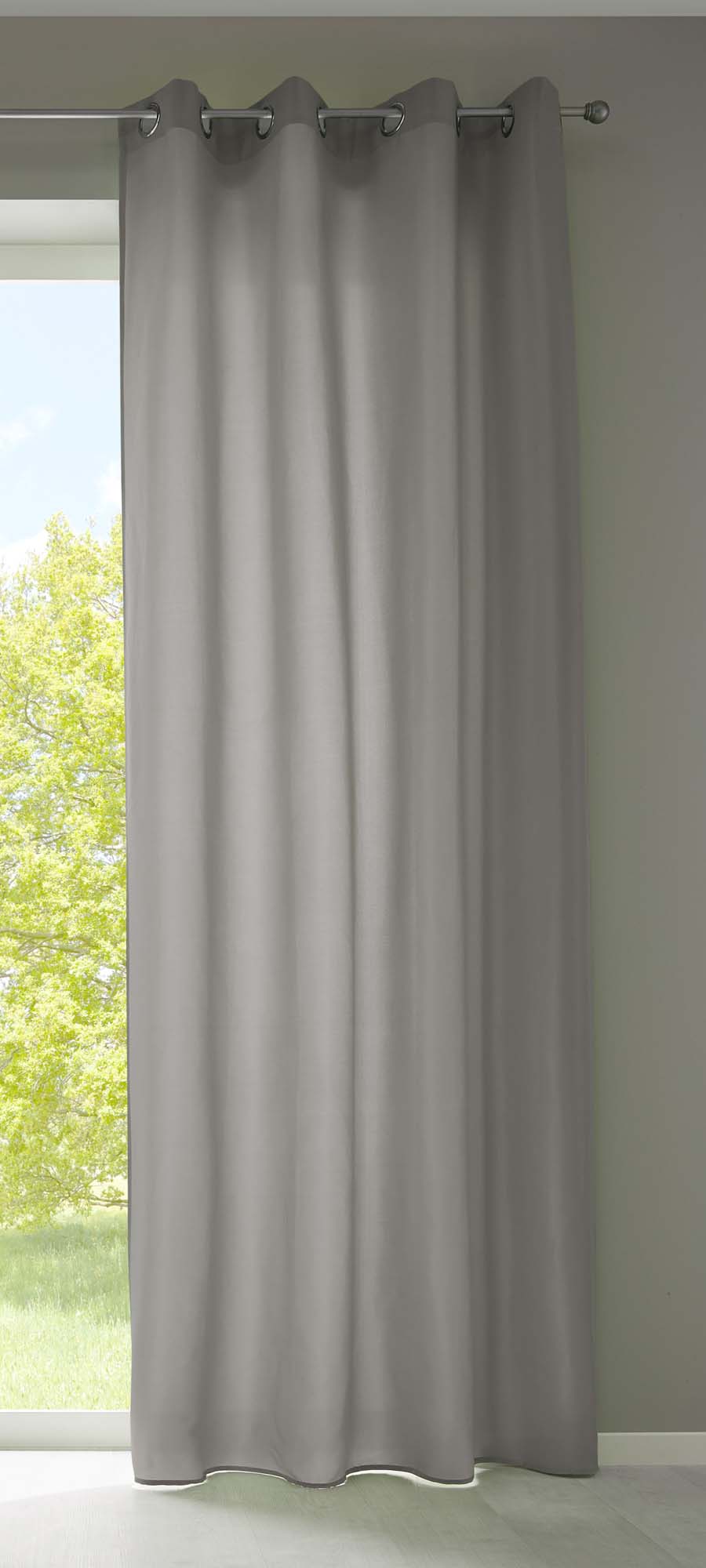 1er Set Vorhänge Schal Ösen »Berlin« Microsatin Lichtdurchlässig Uni Matt 20405N Hellgrau HxB 245x140 cm Vorhang 20405Nhellgrau | girdainenbox.com
