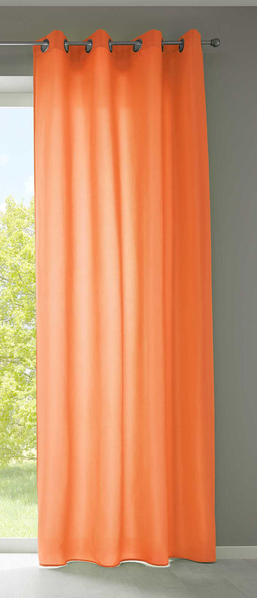 1er Set Vorhänge Schal Ösen »Berlin« Microsatin Lichtdurchlässig Uni Matt 20405N Orange HxB 245x140 cm Vorhang 20405Norange | girdainenbox.com
