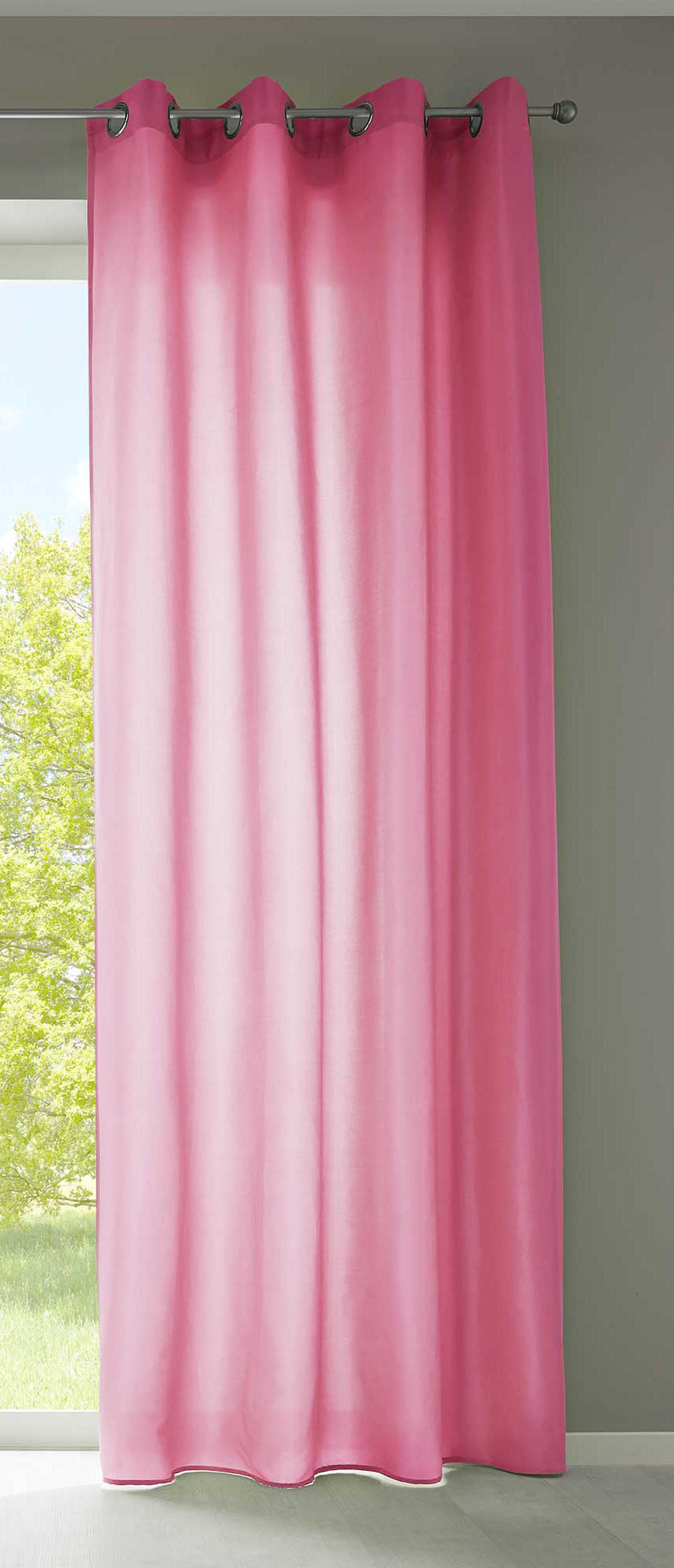 1er Set Vorhänge Schal Ösen »Berlin« Microsatin Lichtdurchlässig Uni Matt 20405N Pink HxB 225x140 cm Vorhang 20405Npink_ba790a80-c766-4080-98af-a080e2a95d4f | girdainenbox.com