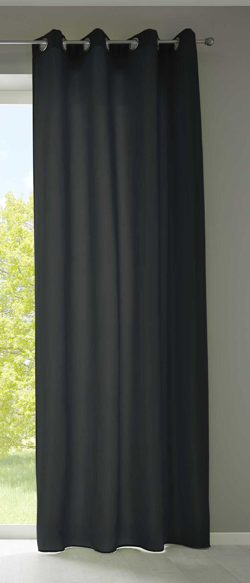 1er Set Vorhänge Schal Ösen »Berlin« Microsatin Lichtdurchlässig Uni Matt 20405N Schwarz HxB 225x140 cm Vorhang 20405Nschwarz_a0a133b4-32c1-4e3a-8ae1-401ba9ccc8e2 | girdainenbox.com