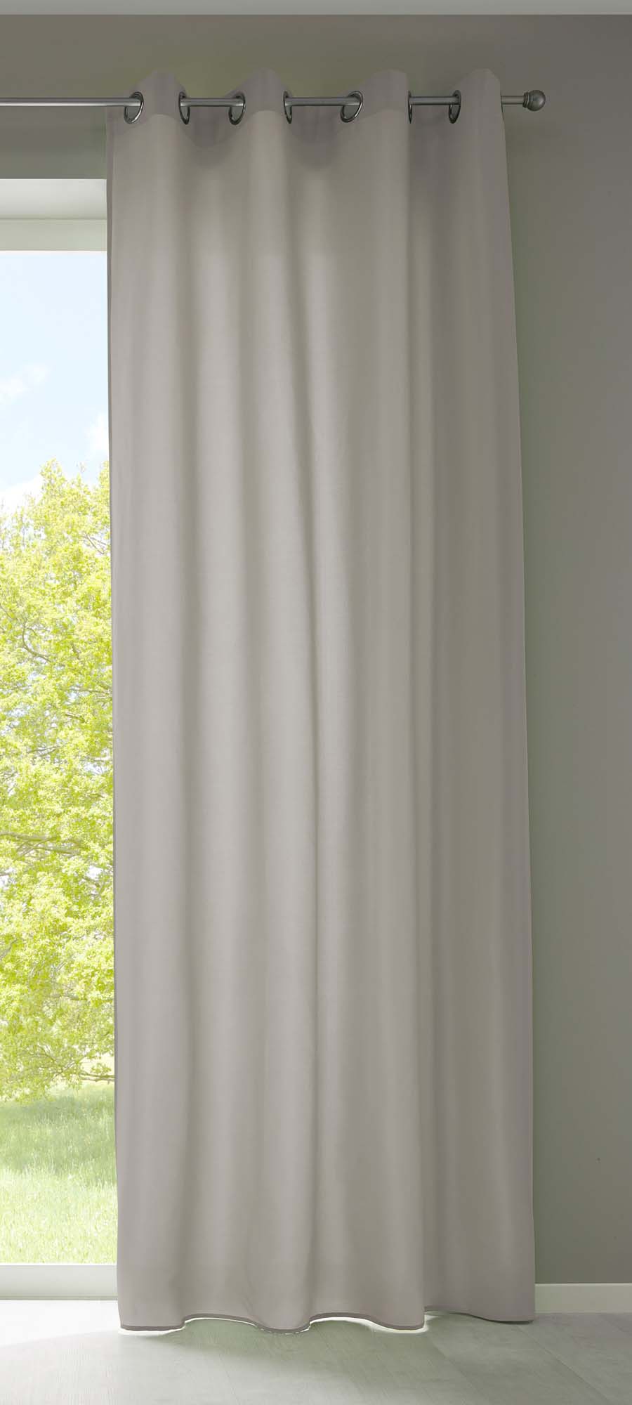 1er Set Vorhänge Schal Ösen »Berlin« Microsatin Lichtdurchlässig Uni Matt 20405N Stein HxB 245x140 cm Vorhang 20405Nstein | girdainenbox.com