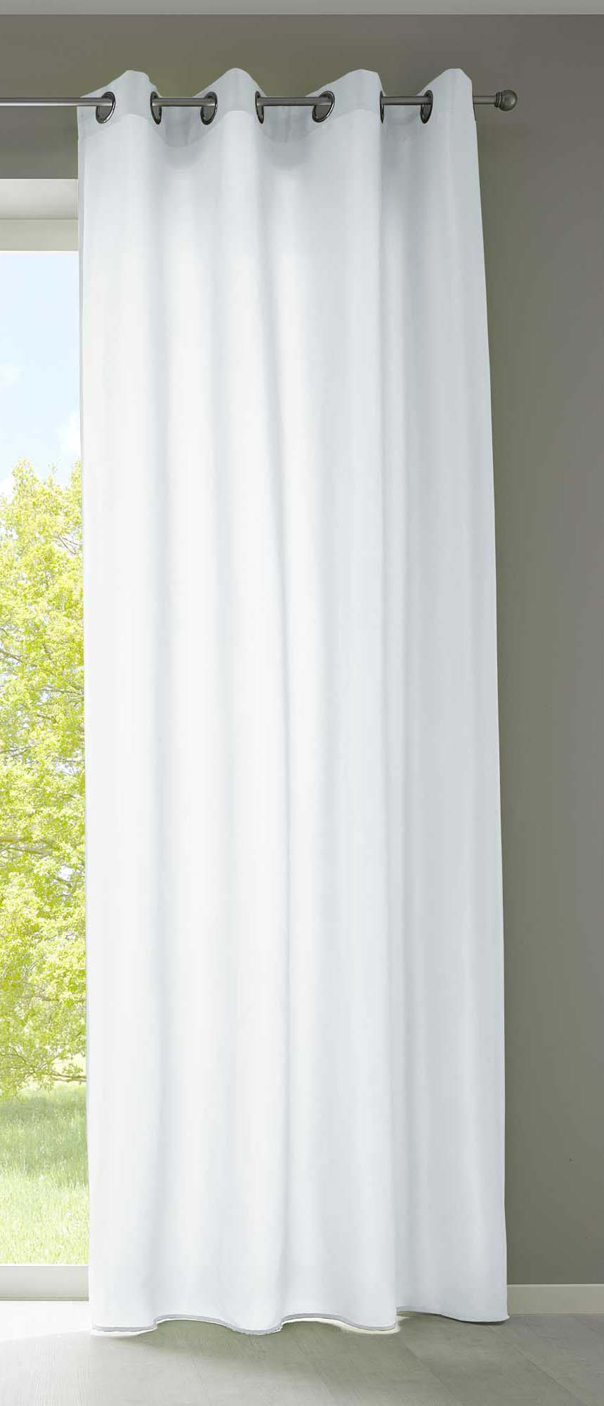 1er Set Vorhänge Schal Ösen »Berlin« Microsatin Lichtdurchlässig Uni Matt 20405N Weiß HxB 245x140 cm Vorhang 20405Nweiss | girdainenbox.com