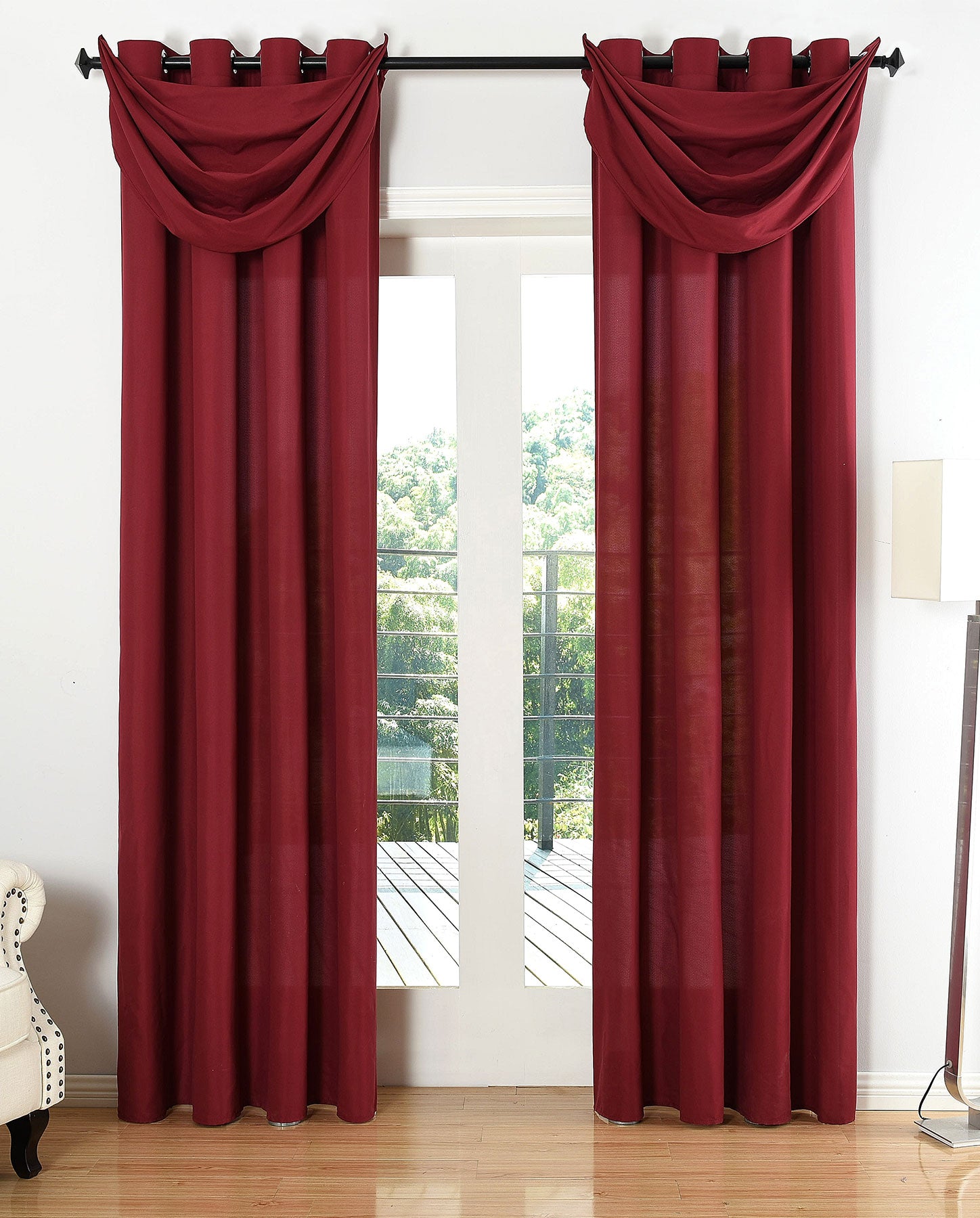 Vorhang Set Schal Ösen Microsatin Segeltuch Querbehang lichtdurchlässig Deko Wohnzimmer 20405S4 Bordeaux HxB 175x140 cm Vorhang Set 20405S4bordeaux | girdainenbox.com