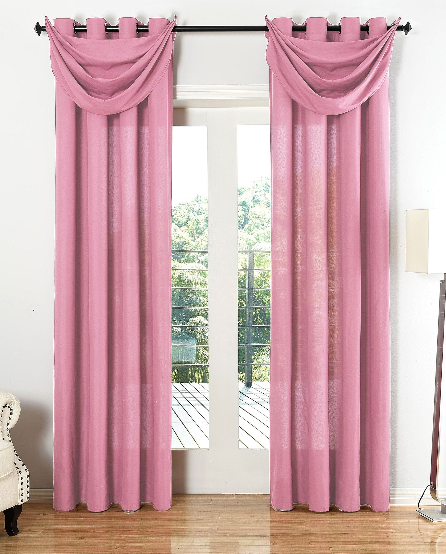 Vorhang Set Schal Ösen Microsatin Segeltuch Querbehang lichtdurchlässig Deko Wohnzimmer 20405S4 Pink HxB 245x140 cm Vorhang Set 20405S4pink_01dd4598-4ec5-43a0-ba4c-c344972cadf2 | girdainenbox.com