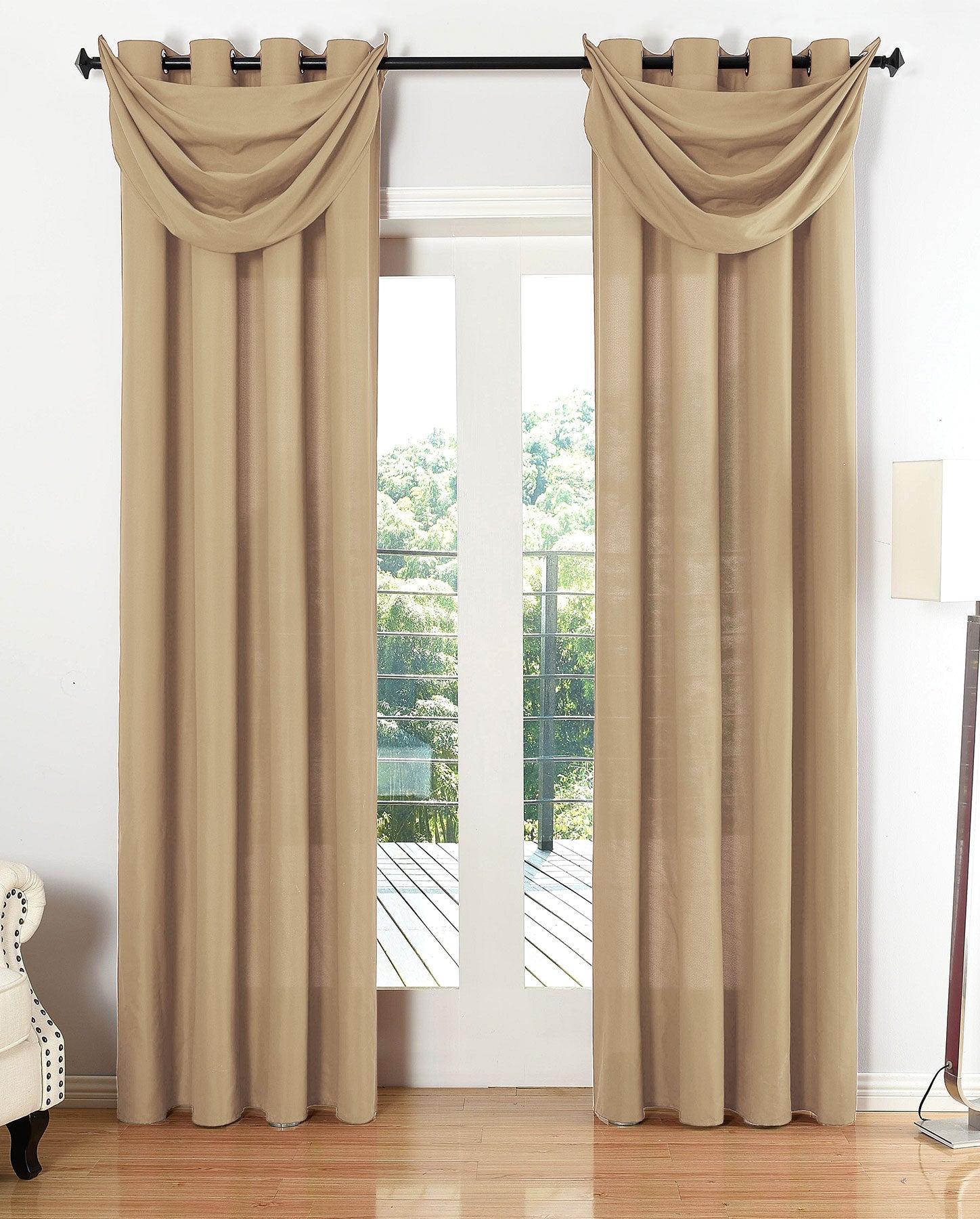 Vorhang Set Schal Ösen Microsatin Segeltuch Querbehang lichtdurchlässig Deko Wohnzimmer 20405S4 Sand HxB 175x140 cm Vorhang Set 20405S4sand | girdainenbox.com