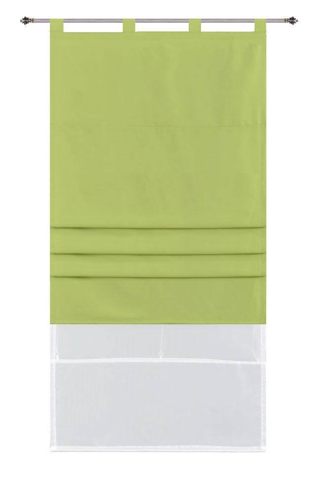 Doppel Raffrollo Palma Microsatin matt Voile Faltgardinen Faltrollo Schlaufenrollo mit Universalgardinenband 20410 Apfelgrün 100 x 175 (BxH) Raffrollo 20410apfelgruen | girdainenbox.com