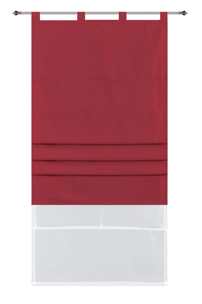 Doppel Raffrollo Palma Microsatin matt Voile Faltgardinen Faltrollo Schlaufenrollo mit Universalgardinenband 20410 Bordeaux 100 x 175 (BxH) Raffrollo 20410bordeaux | girdainenbox.com