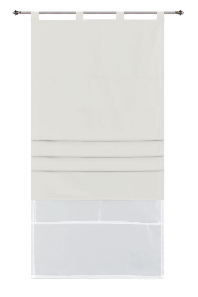 Doppel Raffrollo Palma Microsatin matt Voile Faltgardinen Faltrollo Schlaufenrollo mit Universalgardinenband 20410 Creme 60 x 175 (BxH) Raffrollo 20410creme_11ddd681-8e5a-4fce-bab2-a920138d44e2 | girdainenbox.com