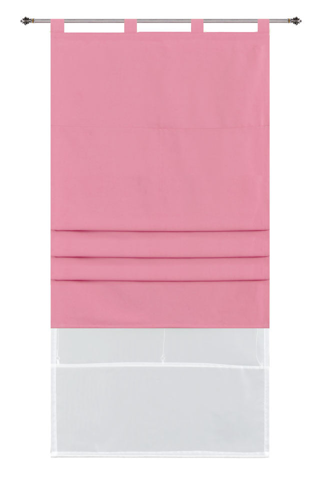 Doppel Raffrollo Palma Microsatin matt Voile Faltgardinen Faltrollo Schlaufenrollo mit Universalgardinenband 20410 Pink 80 x 175 (BxH) Raffrollo 20410pink_79a6d477-7fde-4457-a164-388e8b1d68b8 | girdainenbox.com