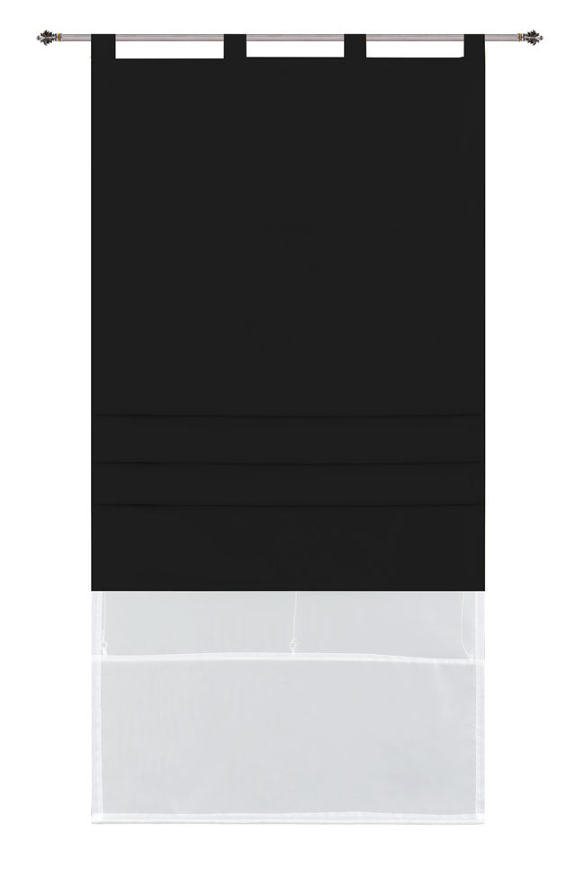 Doppel Raffrollo Palma Microsatin matt Voile Faltgardinen Faltrollo Schlaufenrollo mit Universalgardinenband 20410 Schwarz 60 x 175 (BxH) Raffrollo 20410schwarz_fbe2dc75-2e45-4346-b8af-24bd4d6897c4 | girdainenbox.com