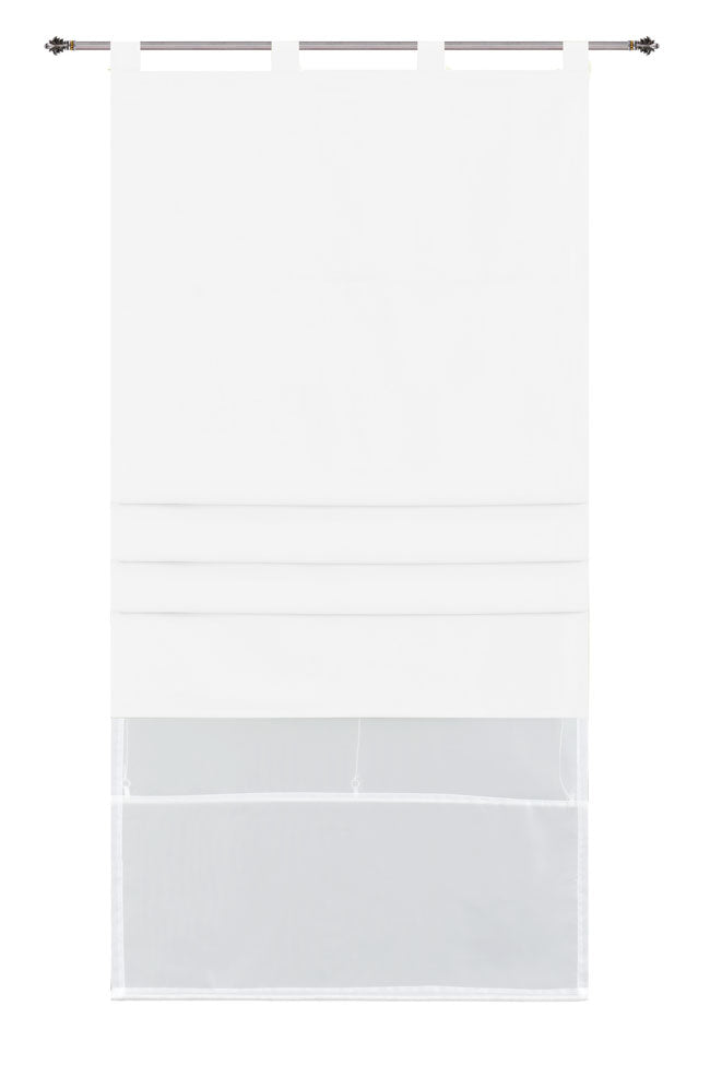 Doppel Raffrollo Palma Microsatin matt Voile Faltgardinen Faltrollo Schlaufenrollo mit Universalgardinenband 20410 Weiss 100 x 175 (BxH) Raffrollo 20410weiss | girdainenbox.com