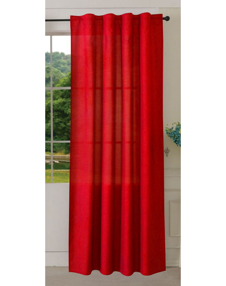 Vorhang Schal verdeckte Schlaufen >>Cationic<< blickdicht Leinen Optik natura seidenmatt (HxB) Landhaus Stil 20440 Rot Vorhang 20440rot | girdainenbox.com