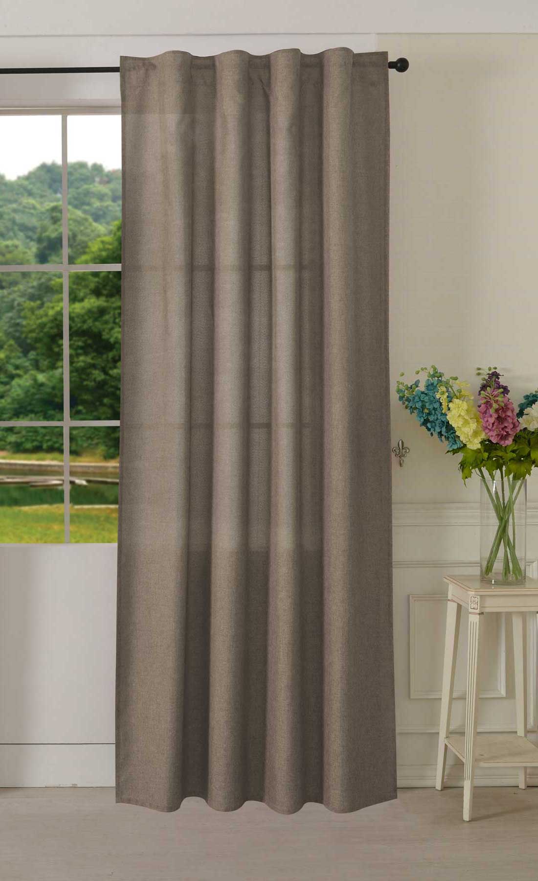 Vorhang Schal verdeckte Schlaufen >>Cationic<< blickdicht Leinen Optik natura seidenmatt (HxB) Landhaus Stil 20440 Taupe Vorhang 20440taupe | girdainenbox.com