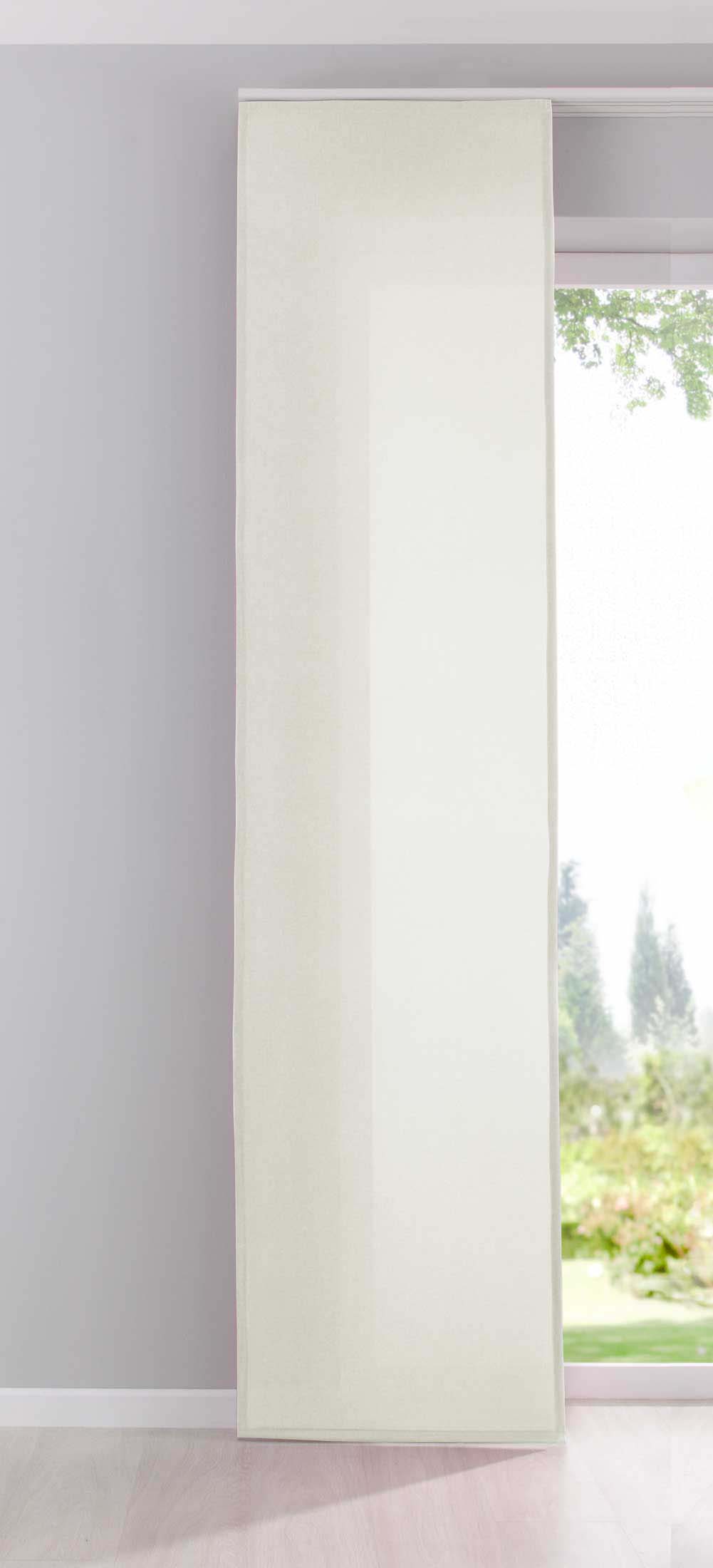 Flächenvorhang Schiebegardine Cationic blickdicht Leinen Optik natura seidenmatt Landhaus Stil 204411 Creme Schiebegardine 204411creme | girdainenbox.com