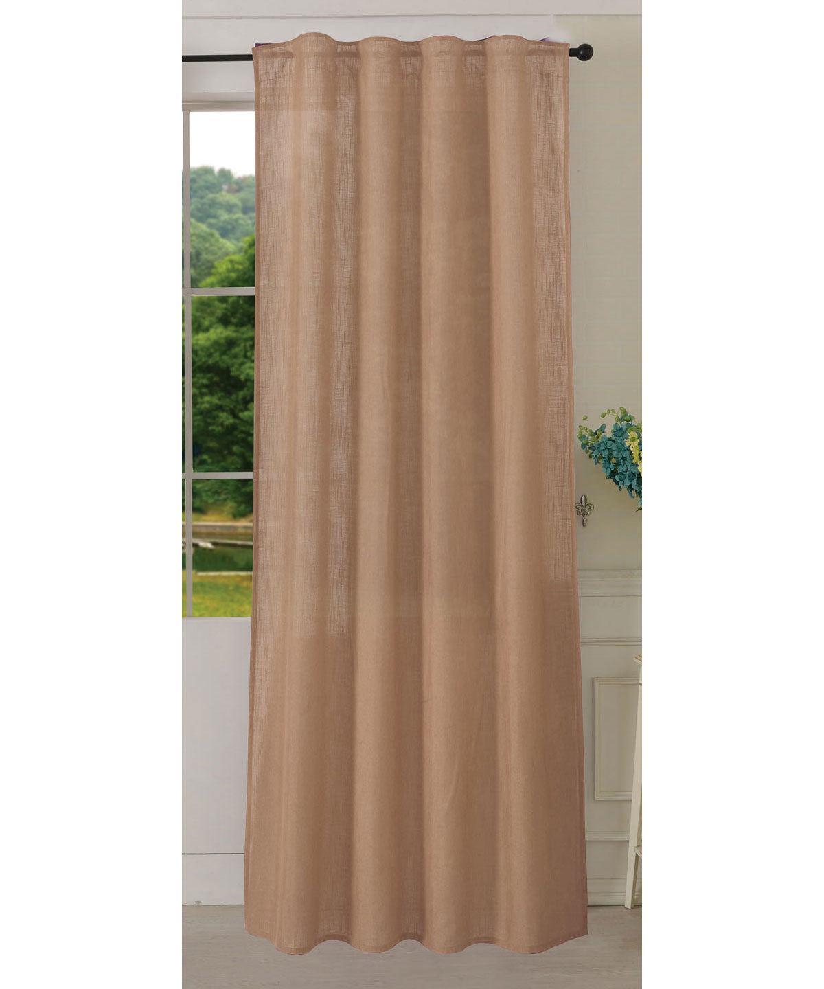 Vorhang Schal verdeckte Schlaufen >>Linene<< blickdicht Leinen Optik Natur Grobfaser (HxB) Lanhaus Stil schwere Qualität 20445 Sand Vorhang 20445sand | girdainenbox.com
