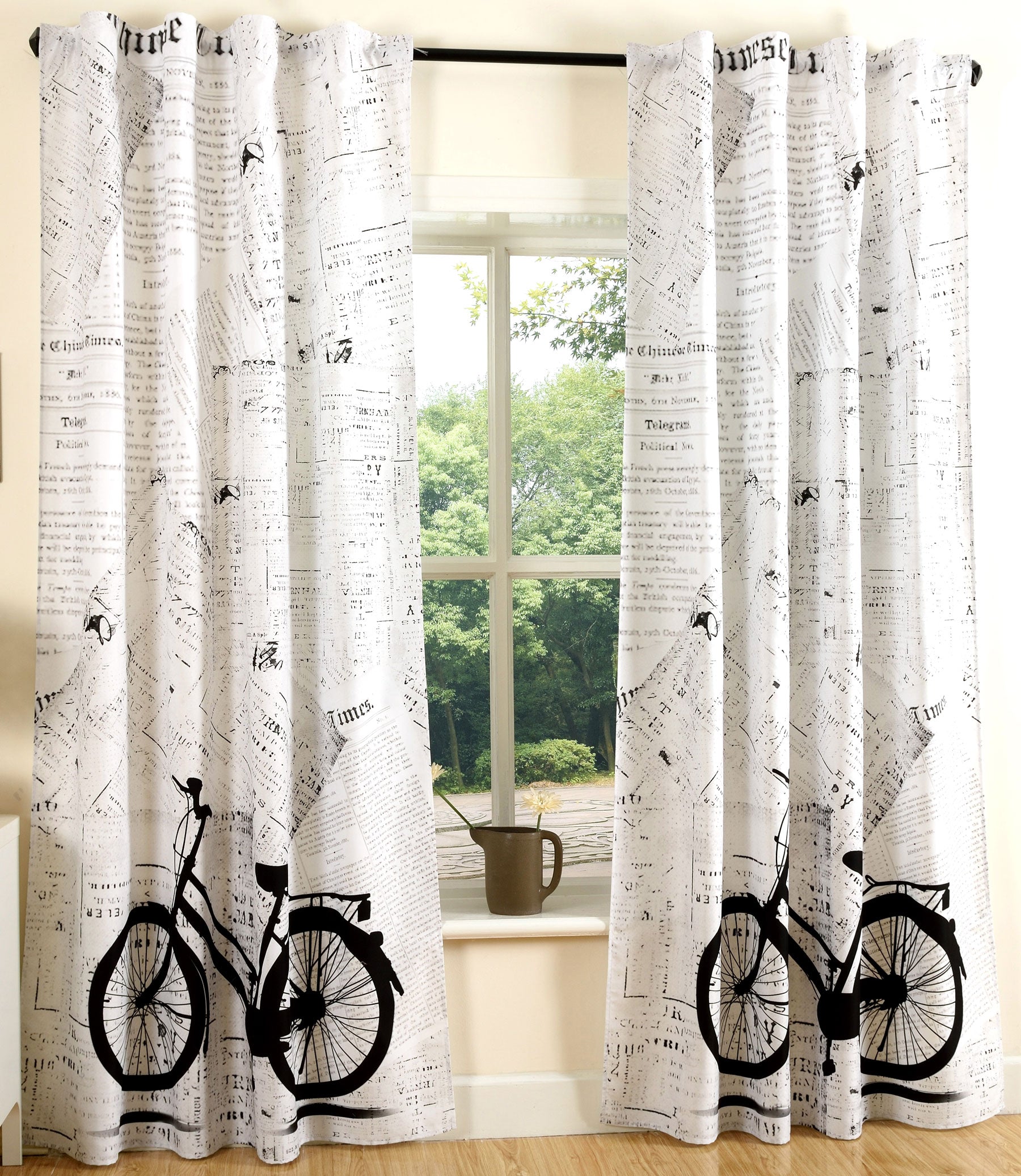 Vorhang Schal blickdicht verdeckte Schlaufen Universalband Digitaldruck (Höhe x Breite cm) 204902 Fahrrad 2 Stück 245x140 Vorhang Set 204902fahrrad | girdainenbox.com