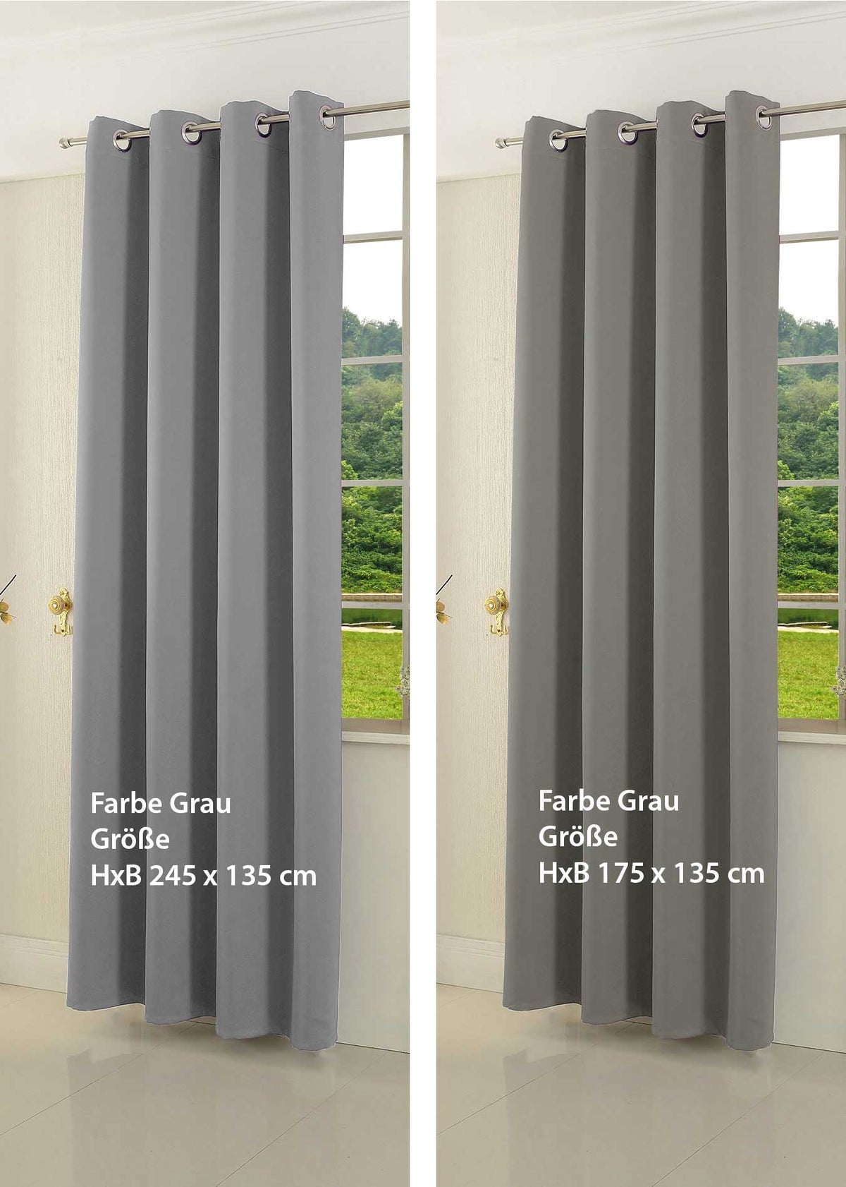 Verdunkelungsvorhang Ösen matt uni Farben blickdicht Blackout 20600 Vorhang 20600_grau_unterschied | girdainenbox.com