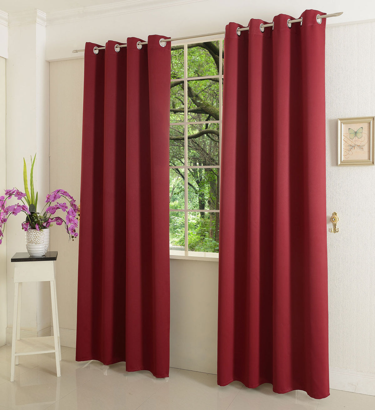 Verdunkelungsvorhang Ösen matt uni Farben blickdicht Blackout 20600 Bordeaux 175x135 (HxB) Vorhang 20600bordeaux | girdainenbox.com