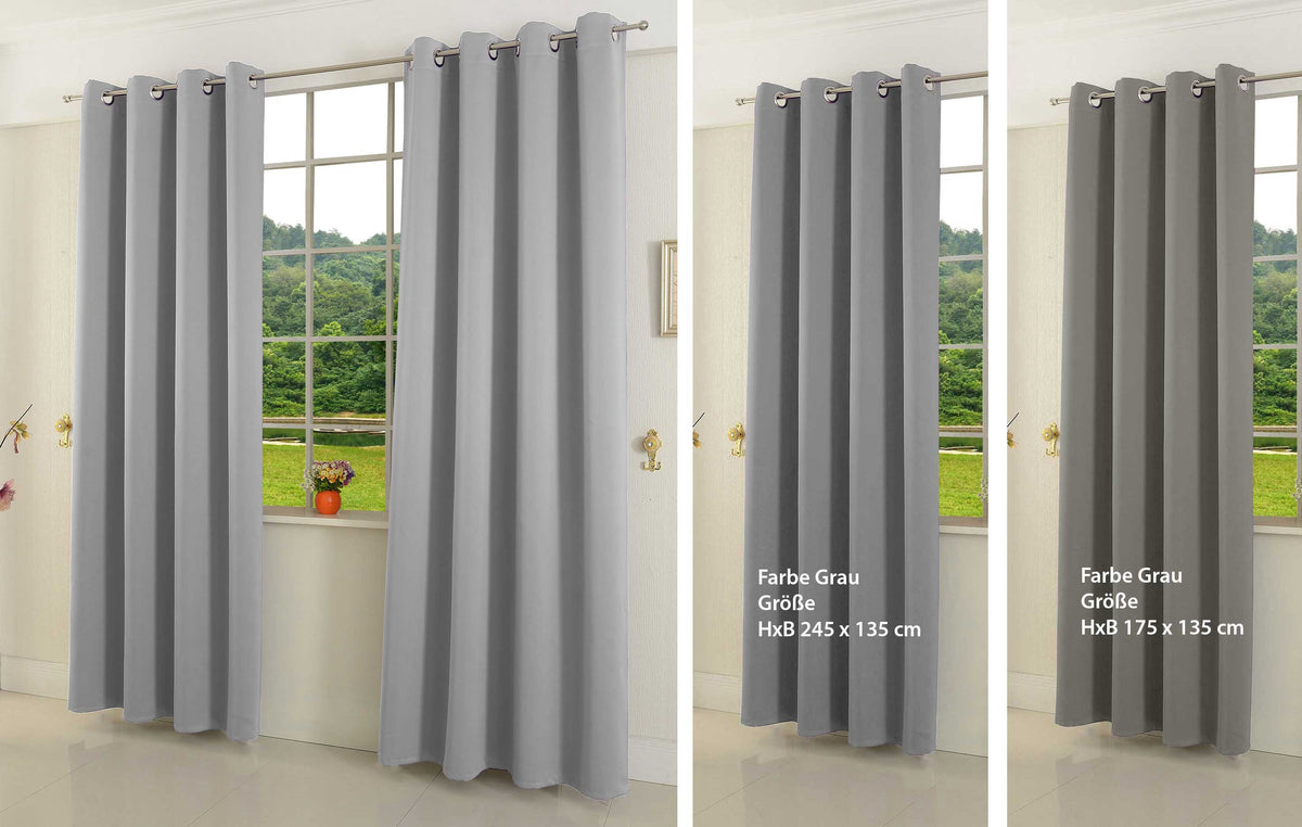 Verdunkelungsvorhang Ösen matt uni Farben blickdicht Blackout 20600 Grau 245x135 (HxB) Vorhang 20600grau-245 | girdainenbox.com