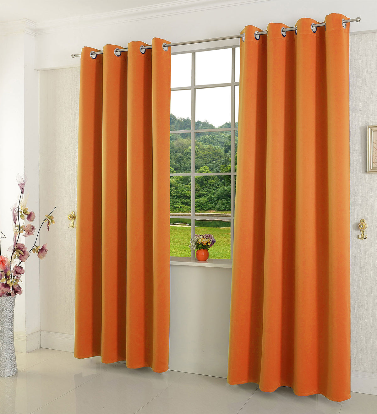 Verdunkelungsvorhang Ösen matt uni Farben blickdicht Blackout 20600 Orange 175x135 (HxB) Vorhang 20600orange | girdainenbox.com