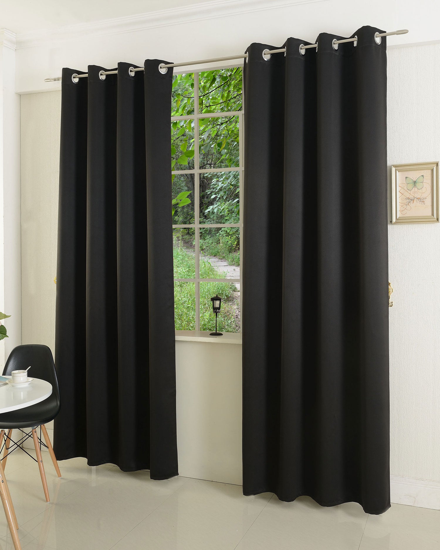 Verdunkelungsvorhang Ösen matt uni Farben blickdicht Blackout 20600 Schwarz 175x135 (HxB) Vorhang 20600schwarz | girdainenbox.com