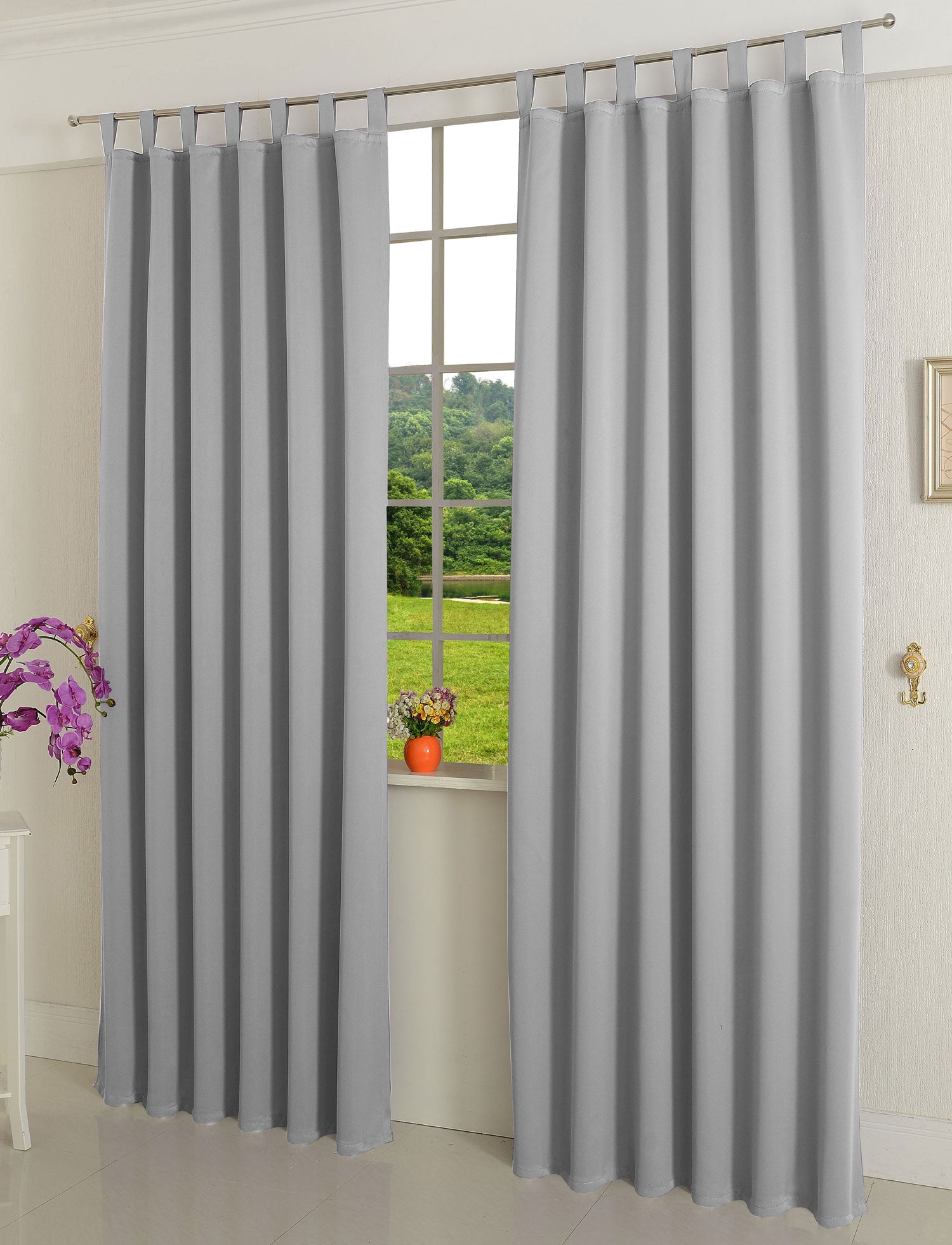 Verdunkelungsvorhag mit Schlaufen matt uni Farben aus weichfallenden blickdichten Stoff blickdicht Blackout 20610 Grau 245x135 (HxB) Vorhang 20610grau | girdainenbox.com