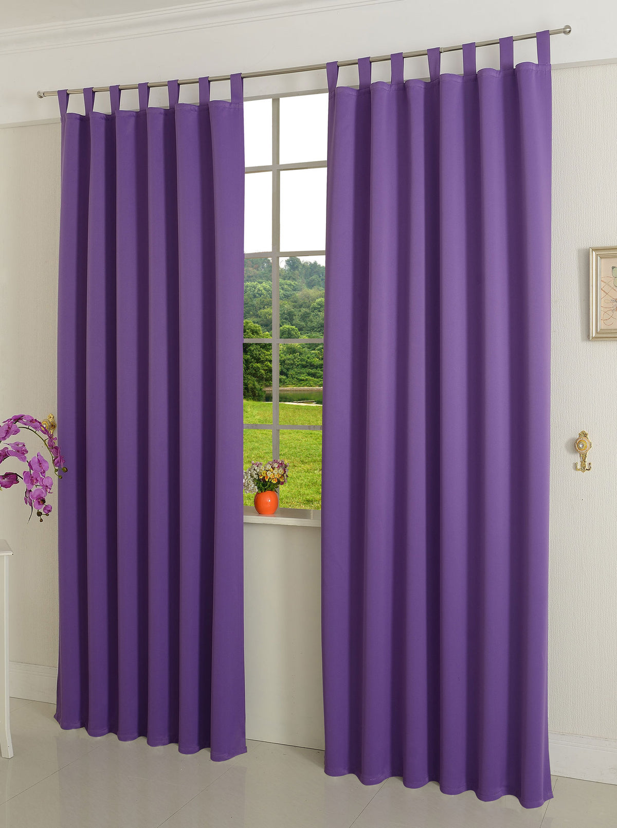 Verdunkelungsvorhag mit Schlaufen matt uni Farben aus weichfallenden blickdichten Stoff blickdicht Blackout 20610 Lila 245x135 (HxB) Vorhang 20610lila | girdainenbox.com