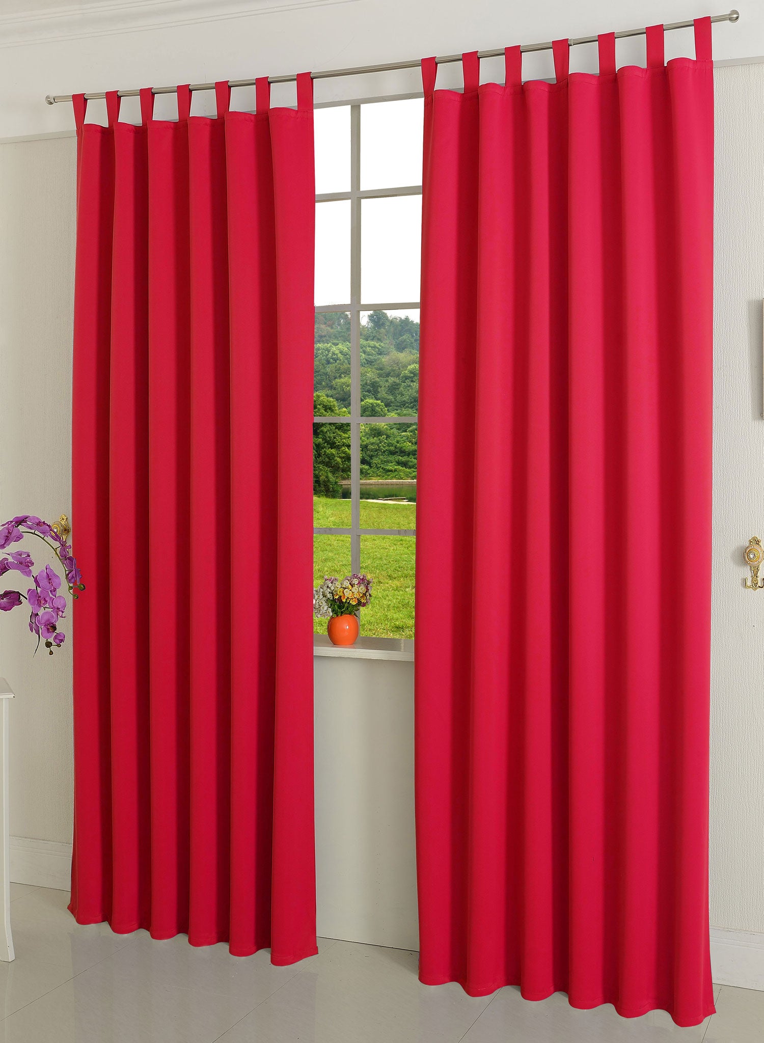 Verdunkelungsvorhag mit Schlaufen matt uni Farben aus weichfallenden blickdichten Stoff blickdicht Blackout 20610 Rot 245x135 (HxB) Vorhang 20610rot | girdainenbox.com