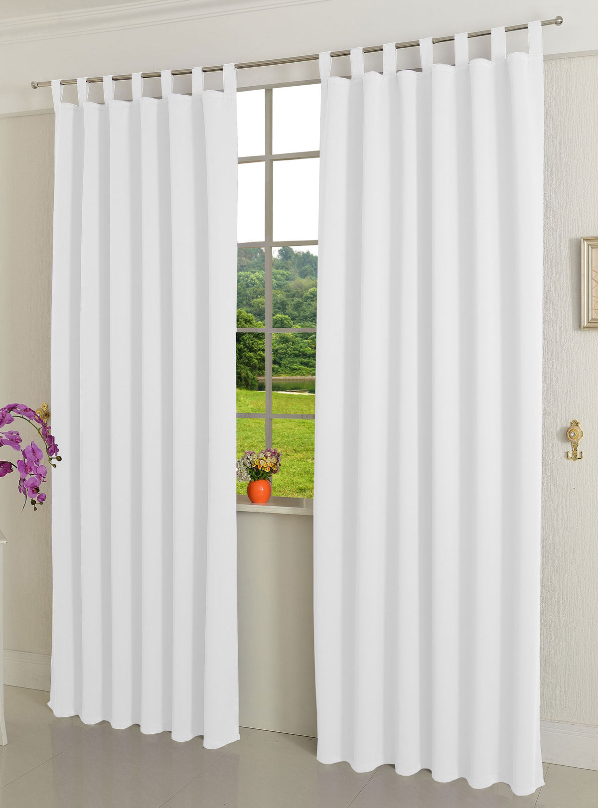 Verdunkelungsvorhag mit Schlaufen matt uni Farben aus weichfallenden blickdichten Stoff blickdicht Blackout 20610 Weiß 245x135 (HxB) Vorhang 20610weiss | girdainenbox.com