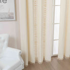 Vorhang Ösen »Osaka« HxB 245x140 cm Creme 100% Baumwolle Linenlook Makrameespitze Bommeln Raffhalter Gardinenschal 3F3A7205 | girdainenbox.com
