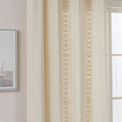 Vorhang Ösen »Osaka« HxB 245x140 cm Creme 100% Baumwolle Linenlook Makrameespitze Bommeln Raffhalter Gardinenschal 3F3A7213 | girdainenbox.com