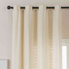 Vorhang Ösen »Osaka« HxB 245x140 cm Creme 100% Baumwolle Linenlook Makrameespitze Bommeln Raffhalter Gardinenschal 3F3A7216 | girdainenbox.com