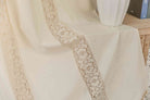 Vorhang Ösen »Osaka« HxB 245x140 cm Creme 100% Baumwolle Linenlook Makrameespitze Bommeln Raffhalter Gardinenschal 3F3A7223 | girdainenbox.com