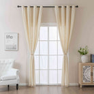 Vorhang Ösen »Osaka« HxB 245x140 cm Creme 100% Baumwolle Linenlook Makrameespitze Bommeln Raffhalter Gardinenschal 3F3A7254 | girdainenbox.com