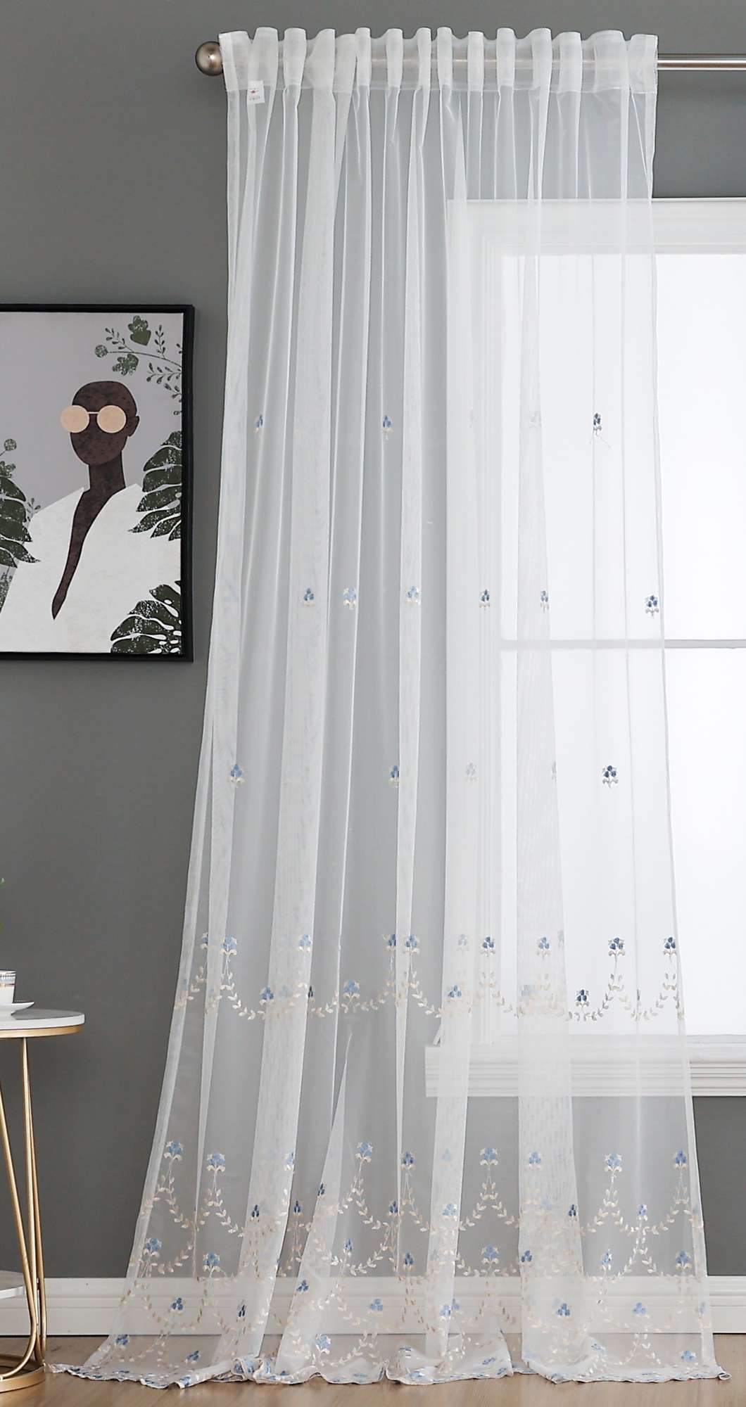 Gardine Raschel Stickerei Design »Florenz« Multiband für Gardinenschiene und Gardinenstange Elegante Fensterdekoration 2023200 Gardinenschal 593A0049-1 | girdainenbox.com