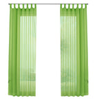 2er-Pack Gardinen Transparent Vorhang Set Wohnzimmer Voile Schlaufenschal mit Bleibandabschluß 61000CN Gardinen Set 61000CNapfelgruen-frei | girdainenbox.com
