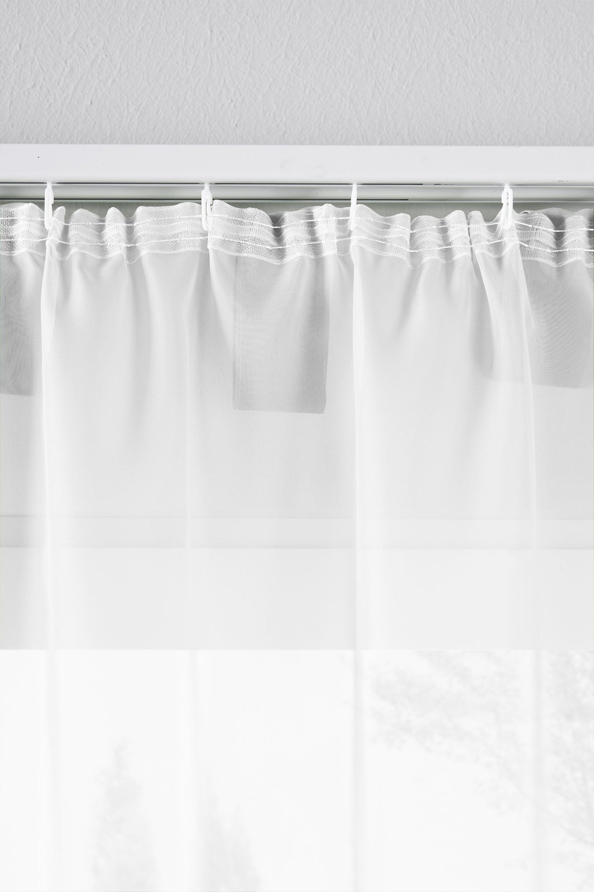 2er-Pack Gardinen Transparent Vorhang Set Wohnzimmer Voile Schlaufenschal mit Bleibandabschluß 61000CN Gardinen Set 61175_schiene_weiss | girdainenbox.com