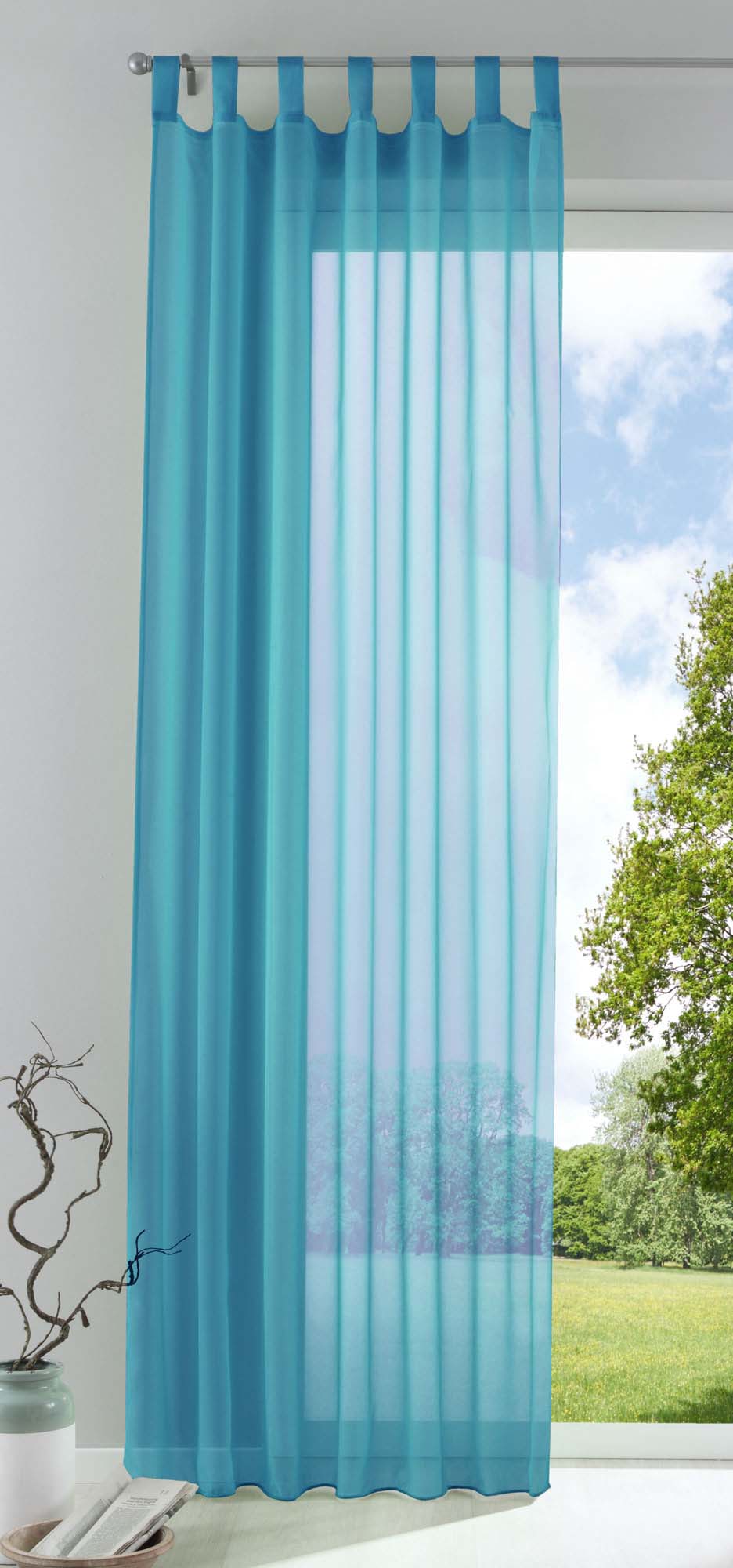Schlaufenschal Gardine uni transparent Voile 61175 Blau HxB 175x140 cm Gardinenschal 61175blau_5b83df72-71c7-4c0a-8c6f-b644b17f1184 | girdainenbox.com