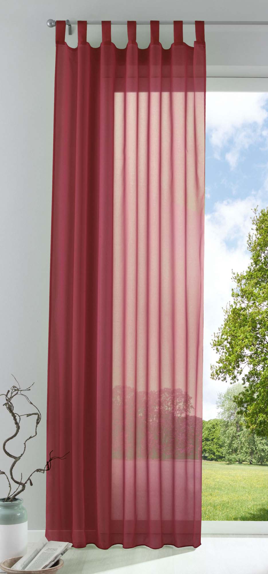 Schlaufenschal Gardine uni transparent Voile 61175 Bordeaux HxB 175x140 cm Gardinenschal 61175bordeaux_f974ef71-2de6-468e-a26f-d6c65e4b936d | girdainenbox.com