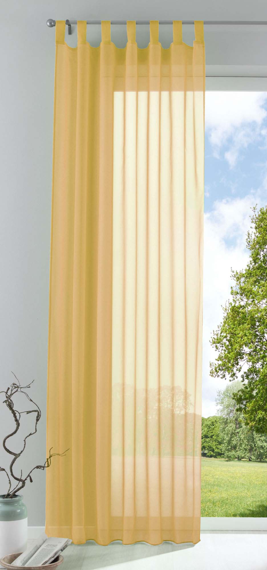 Schlaufenschal Gardine uni transparent Voile 61175 Gelb HxB 280x140 cm Gardinenschal 61175gelb_e7f67589-85f0-4dd6-8181-1147bfe7e8bd | girdainenbox.com